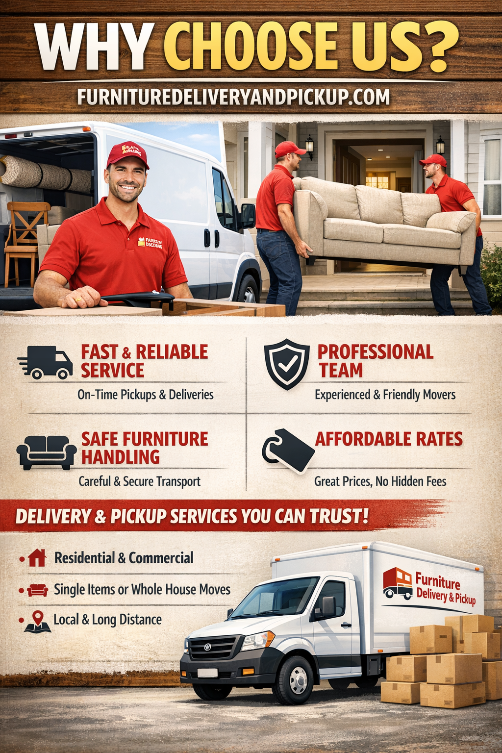 why choose us furniture delivery pickup